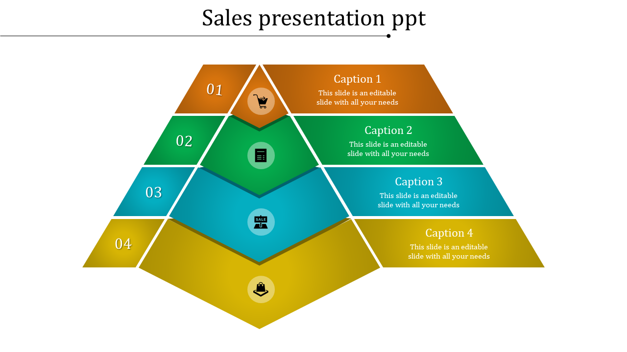 Simple Sales PPT Presentation Design With Four Node
